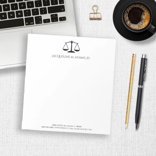 Minimalist Modern Lady Justice Scale Lawyer Law JD Notepad (Creator Uploaded)