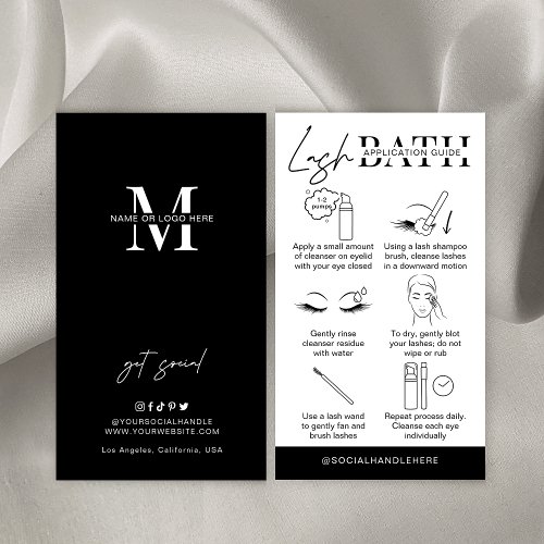 Minimalist Modern Lash Bath Cleanser Instructions Business Card