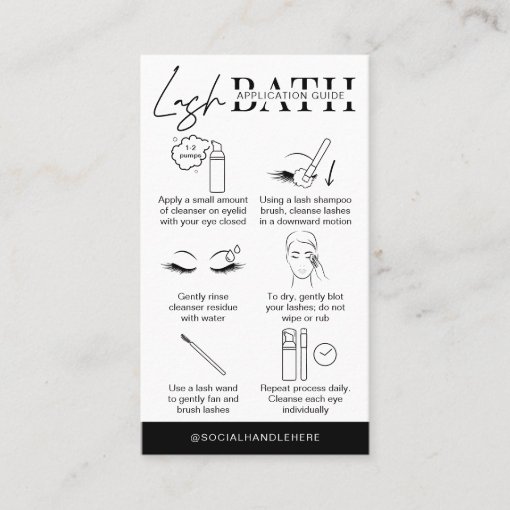 Minimalist Modern Lash Bath Cleanser Instructions Business Card Zazzle