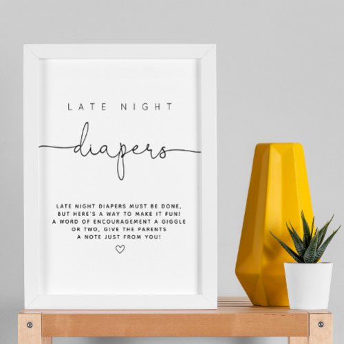 Minimalist Modern Late Night Diapers Game Poster