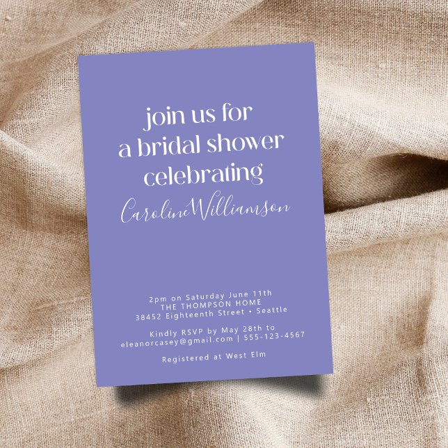 Minimalist Modern Lavender Purple Bridal Shower Invitation (Creator Uploaded)
