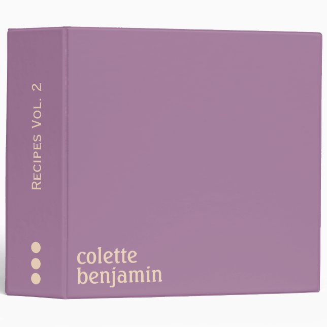 Minimalist Modern Lavender Purple & Pale Peach 3 Ring Binder (Front/Spine)