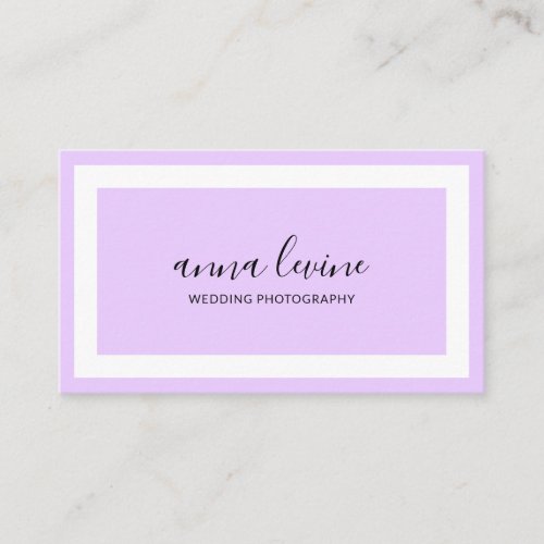 Minimalist Modern Lavender Purple White Border Business Card
