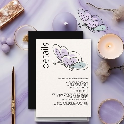 Minimalist Modern Lilac and Dusty Blue Butterfly Enclosure Card
