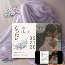 Minimalist Modern Lilac and Dusty Blue Butterfly