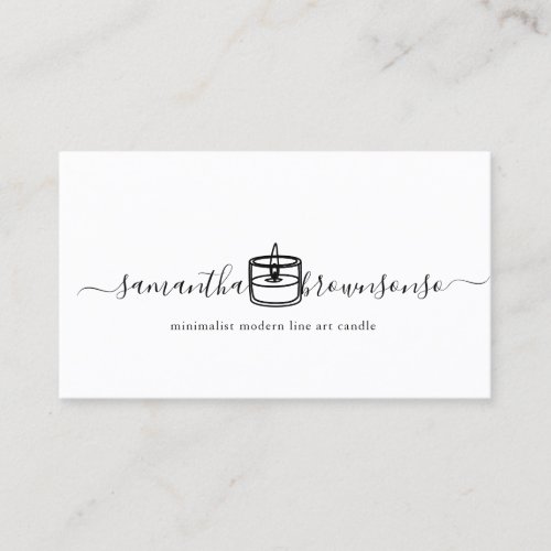 Minimalist modern line art candle business card