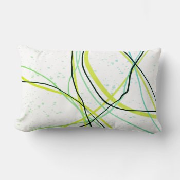 Minimalist Modern Line Art Green  Blue  And Black  Lumbar Pillow by annpowellart at Zazzle