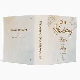 Minimalist Modern Line art Wedding 3 Ring Binder