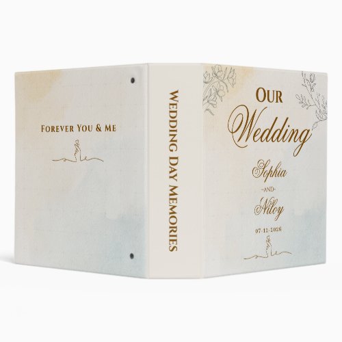 Minimalist Modern Line art Wedding 3 Ring Binder