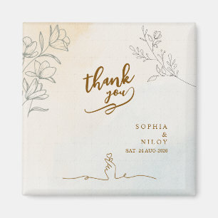 Minimalist Modern Line art Wedding Favor Magnet