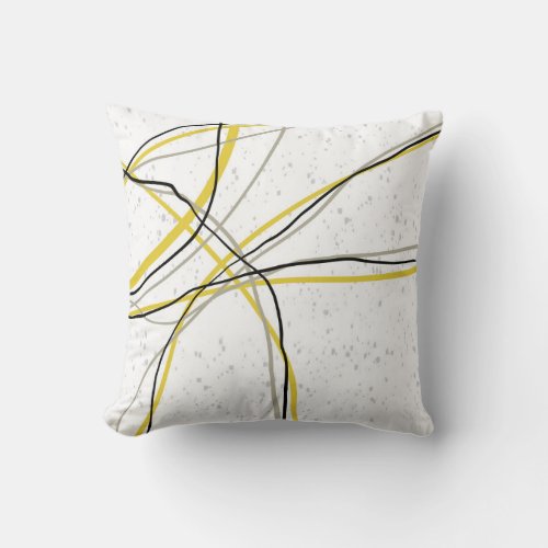 minimalist modern line art yellow gray and black  throw pillow