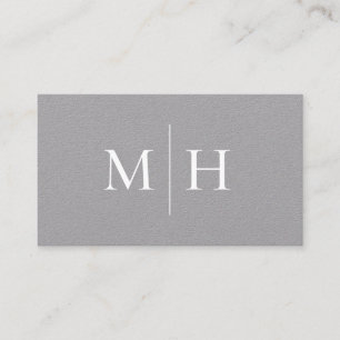 Minimalist Modern Line Initial Monogram Gray Kraft Business Card