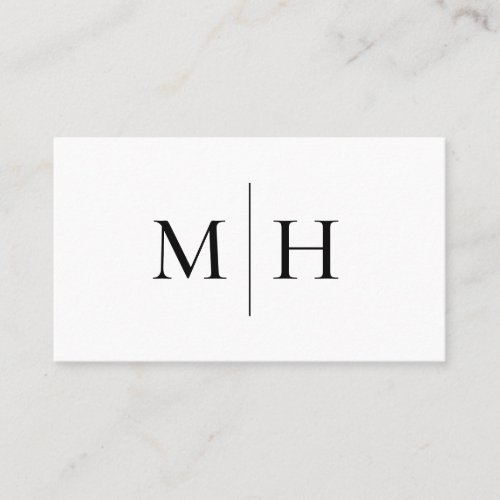 Minimalist Modern Line Initial Monogram Monochrome Business Card