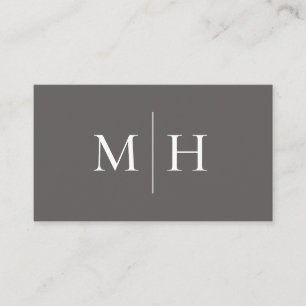 Minimalist Modern Line Initials Monogram Gray Business Card