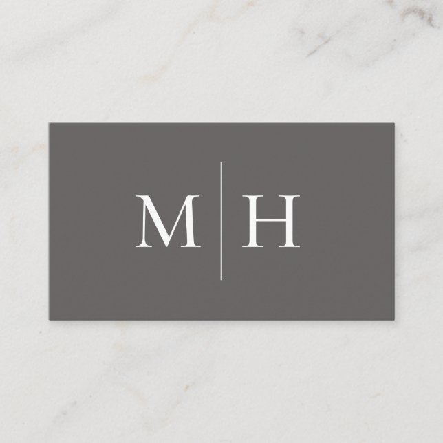 Minimalist Modern Line Initials Monogram Gray Business Card (Front)