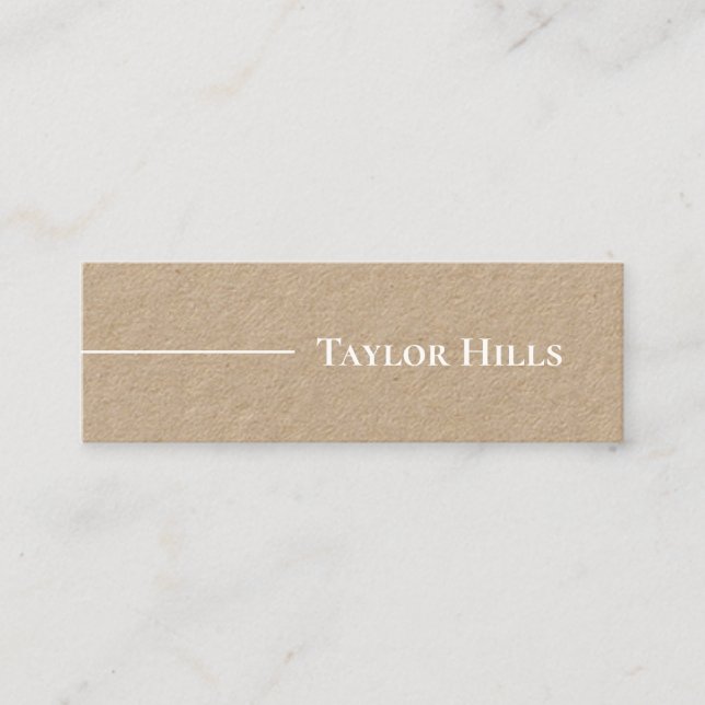 Minimalist Modern Line Name Kraft Mini Business Card (Front)