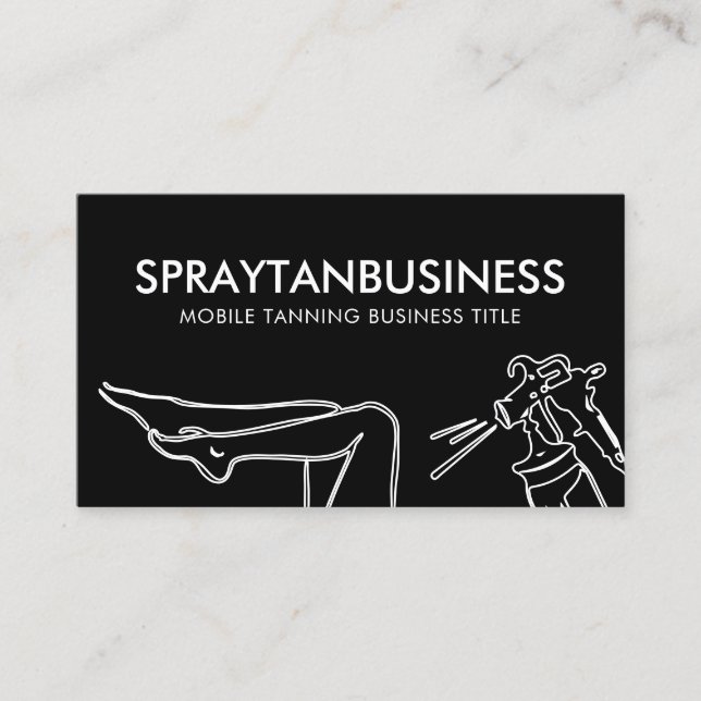 Minimalist Modern Line Painting Tan Spray Business Card (Front)