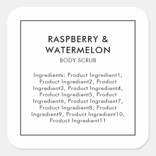 Minimalist Modern List of Ingredients Label