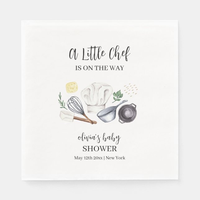 Minimalist Modern Little Chef Baby Shower  Napkins (Front)