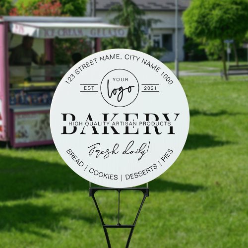 Minimalist Modern Logo Bakery Desserts Shop Promo Sign