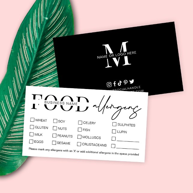 Minimalist Modern Logo Food Allergy List Bakery Business Card (Creator Uploaded)