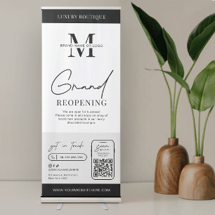 Minimalist Modern Logo QR Code Business Reopening Retractable Banner