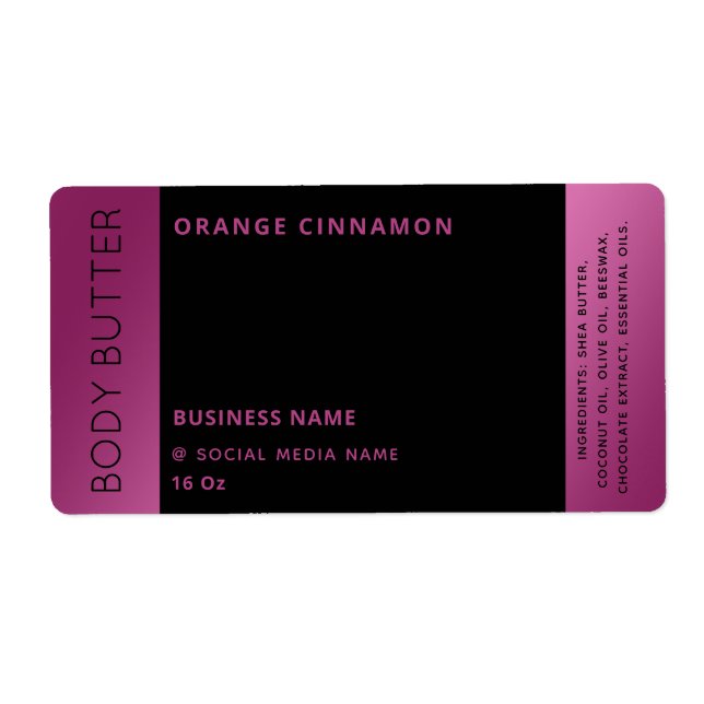 Minimalist modern luxury pink black product  label (Front)