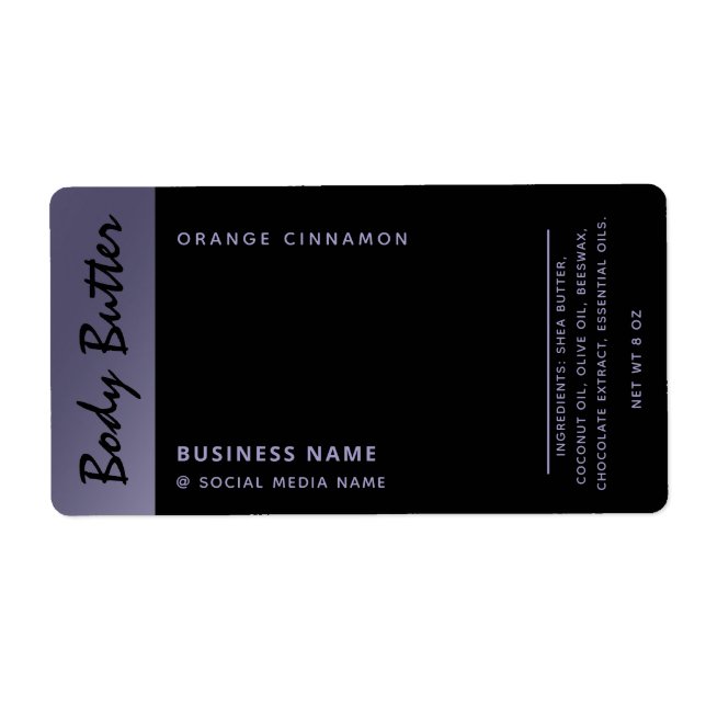 Minimalist modern luxury typography black lavender label (Front)