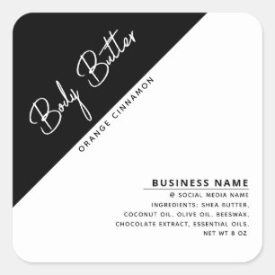 Minimalist modern luxury typography black & white square sticker
