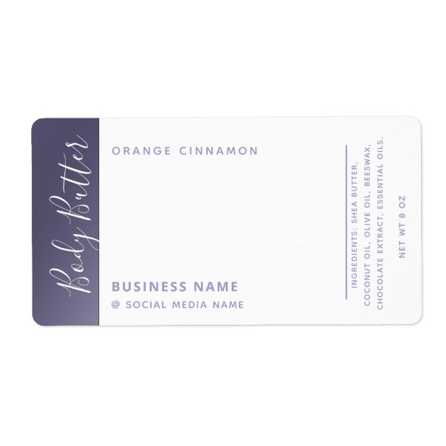 Minimalist modern luxury typography white lavender label (Front)