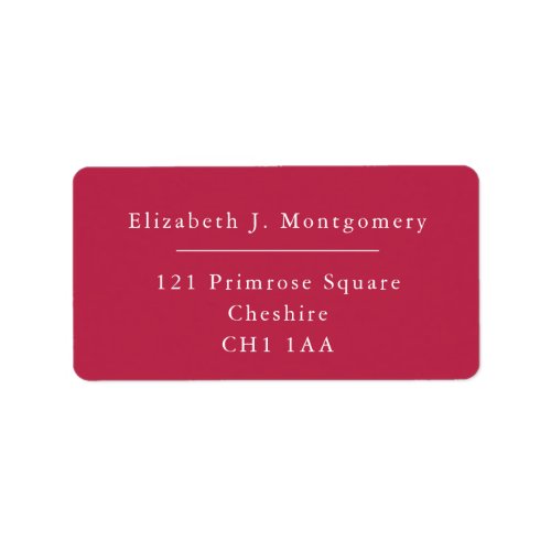 Minimalist Modern Magenta Return Address Label