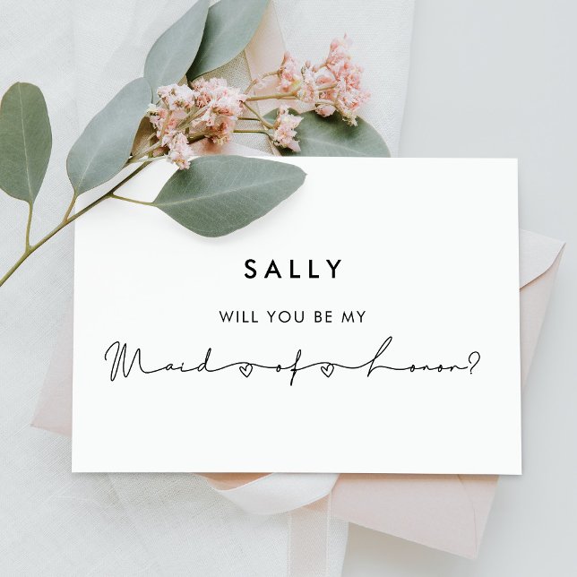 Minimalist modern Maid of honor proposal Postcard (Creator Uploaded)