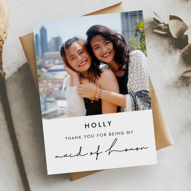 Minimalist modern Maid of honor thank you card (Creator Uploaded)