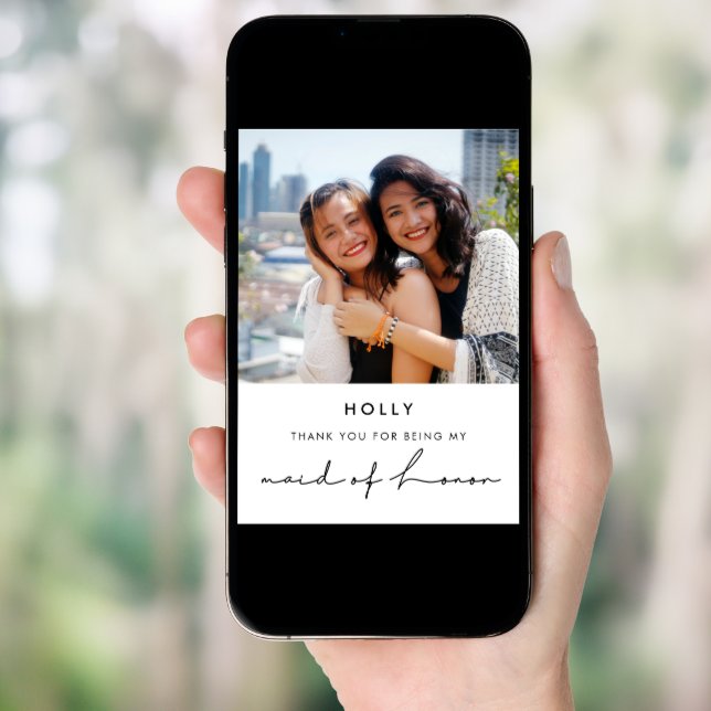 Minimalist modern Maid of honor thank you card (Front Digital)