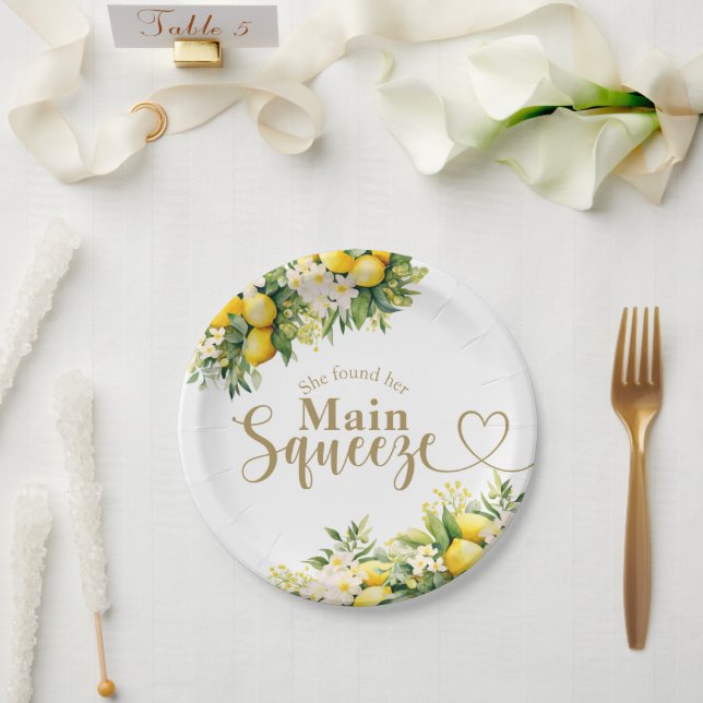 Minimalist Modern Main Squeeze Bridal Shower  Paper Plates (Wedding)