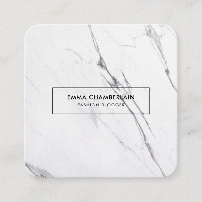 Minimalist Modern Marble Square Business Card (Front)
