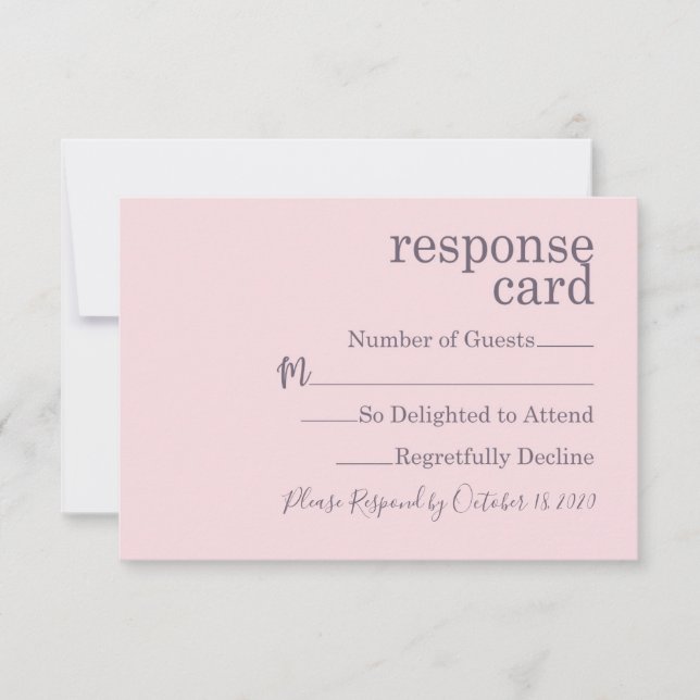 Minimalist Modern Mauve Wedding Response Card (Front)