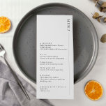 Minimalist Modern Menu<br><div class="desc">Invite guests to your wedding with this simple and modern customizable menu card,  which features a clean font on white background. This wedding invitation is perfect for any season. Font sizes and text can be further edited. Please let feel free to contact me if you have any inquiries.</div>