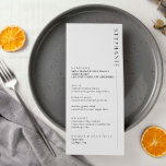 Minimalist Modern Menu with name<br><div class="desc">Invite guests to your wedding with this simple and modern customizable menu card,  which features a clean font on white background. This wedding invitation is perfect for any season. Font sizes and text can be further edited. Please let feel free to contact me if you have any inquiries.</div>