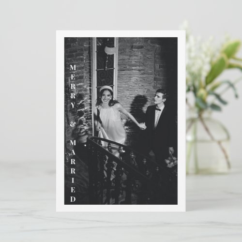 Minimalist Modern Merry Married Photo Wedding Holiday Card
