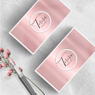 Minimalist Modern Metallic Circle Rose Gold ID561 Business Card