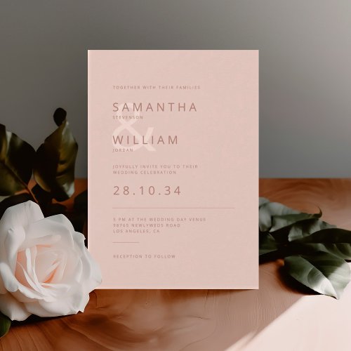 Minimalist modern mix  match elegant wedding invitation