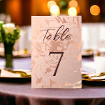 Minimalist Modern Monochrome Wedding Table Number<br><div class="desc">Minimalist Modern Monochrome Wedding Pink Table Number</div>