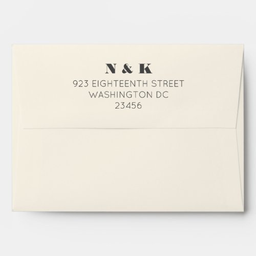 Minimalist Modern Monogram Black and Cream Wedding Envelope