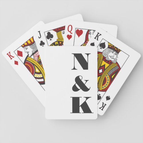 Minimalist Modern Monogram Black and White Wedding Playing Cards