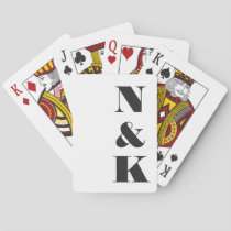 Minimalist Modern Monogram Black and White Wedding Poker Cards