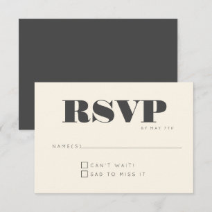 Minimalist Modern Monogram Black Chic Wedding RSVP Card