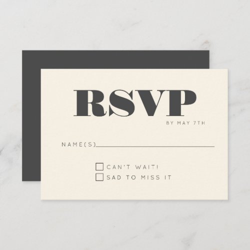 Minimalist Modern Monogram Black Chic Wedding  RSVP Card