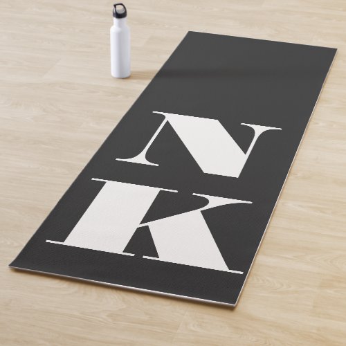 Minimalist Modern Monogram Black Elegant Initials Yoga Mat