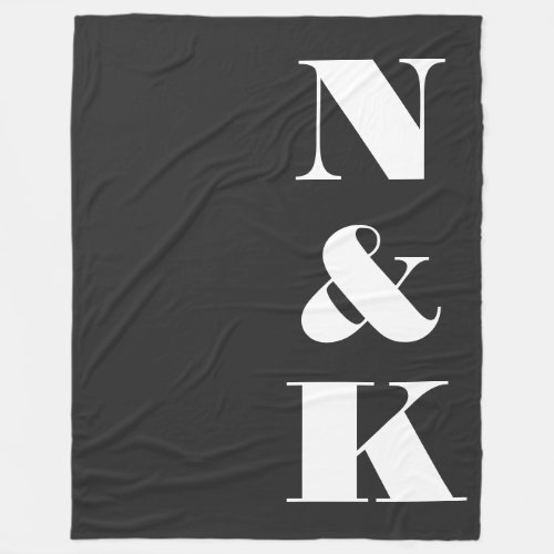 Minimalist Modern Monogram Black Elegant Newlywed Fleece Blanket